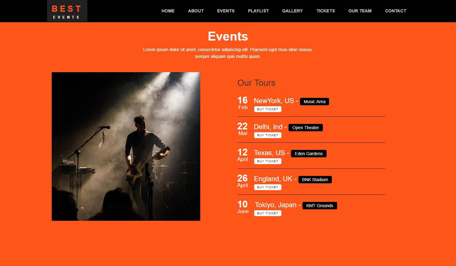 Best Event: An HTML5 Event Management Website Template Best Free HTML